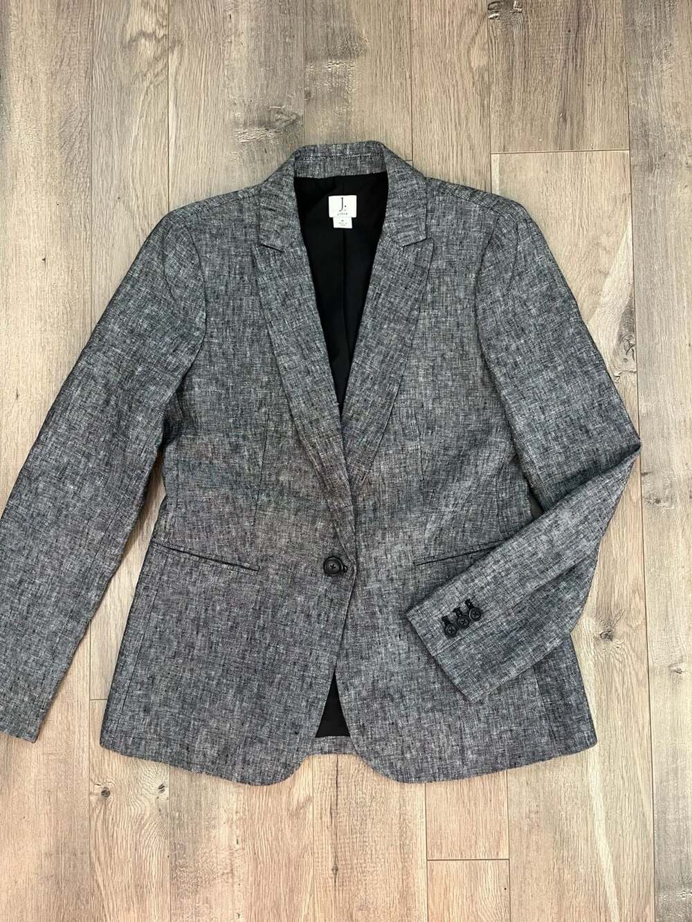 J. Crew Women's Heathered Gray 100% Linen Single-Button Lined Blazer